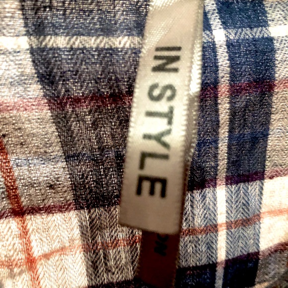 In Style Collection Blue Plaid Flannel Button Down Shirt Size L - Picture 2 of 3